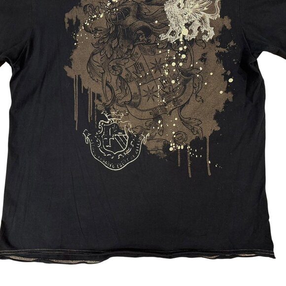 DKNY Jeans Shirt Mens 2XL Black Graphic Crest Griffin Lion Short Sleeve Tee - Picture 3 of 8